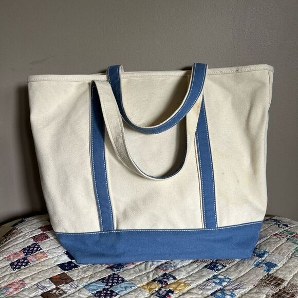 Vintage Lands’ End Canvas Boat and Tote large Bag 5 pockets - Picture 2 of 8